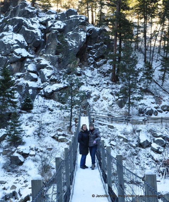 Standing on a frozen bridge with my sister!