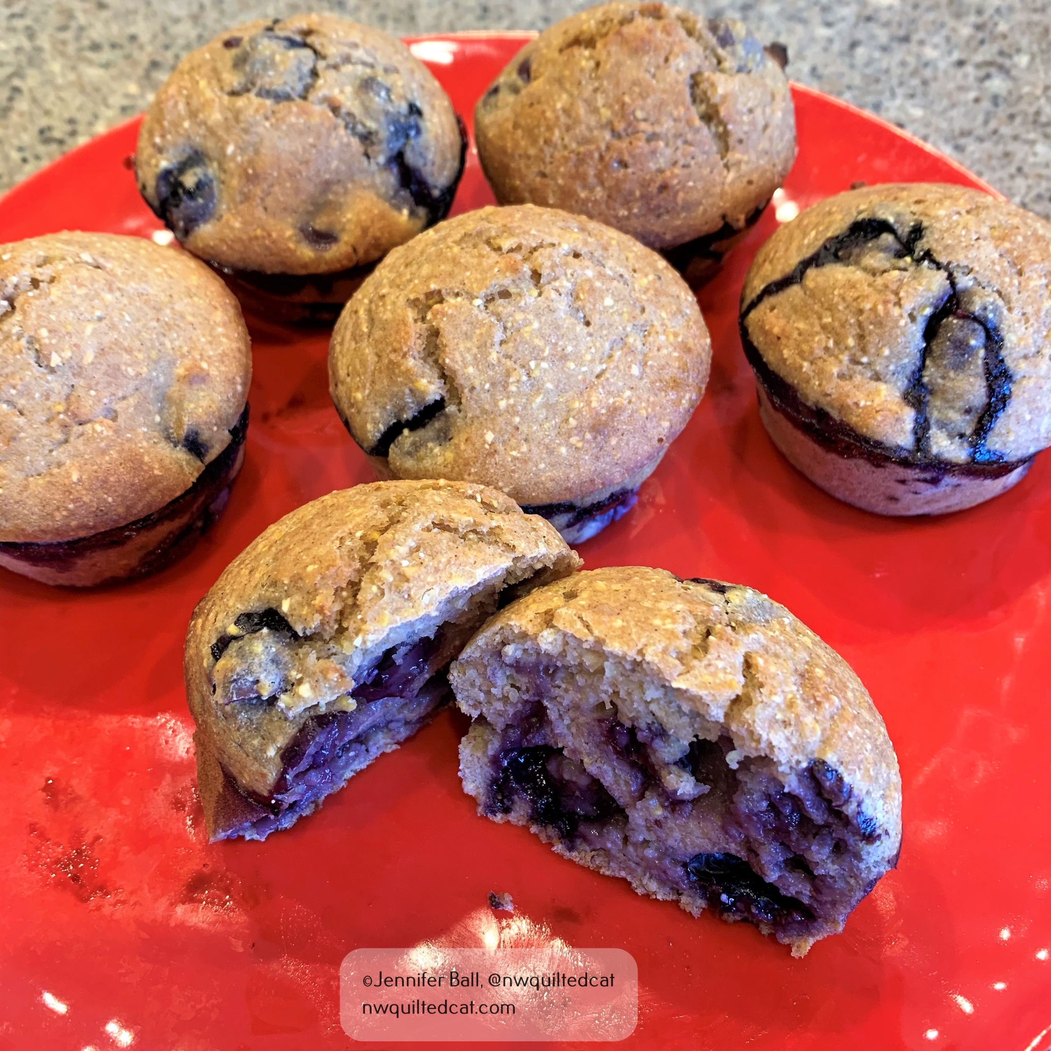 A Not-Too-Sweet Vegan Sourdough Blueberry Muffin Recipe | NW Quilted Cat